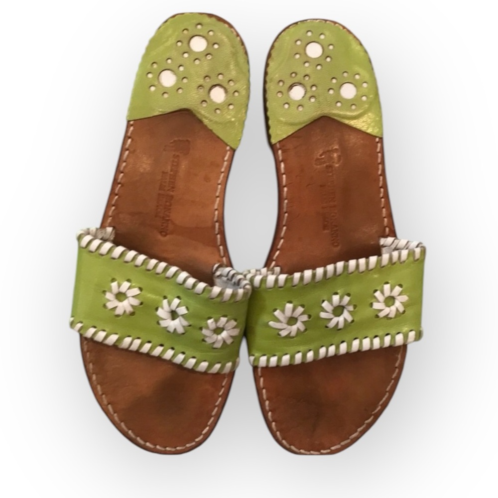 Stephen Bonanno Lime Green Slide Sandals Palm Beach Shoes - Size 8